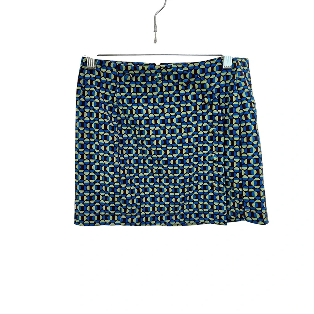 NWT Urban Outfitters Blue Green Geometric Retro Mod Mini Skirt Womens SP